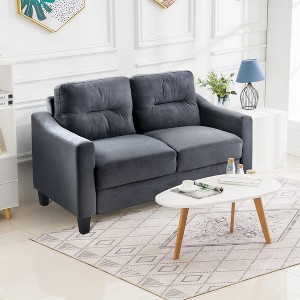 Modern L-Shaped Sectional Sofa Set w/ Plush Flannelette Fabric, Sturdy Hardwood Frame & Supportive Memory Foam Cushions - 1 of 4