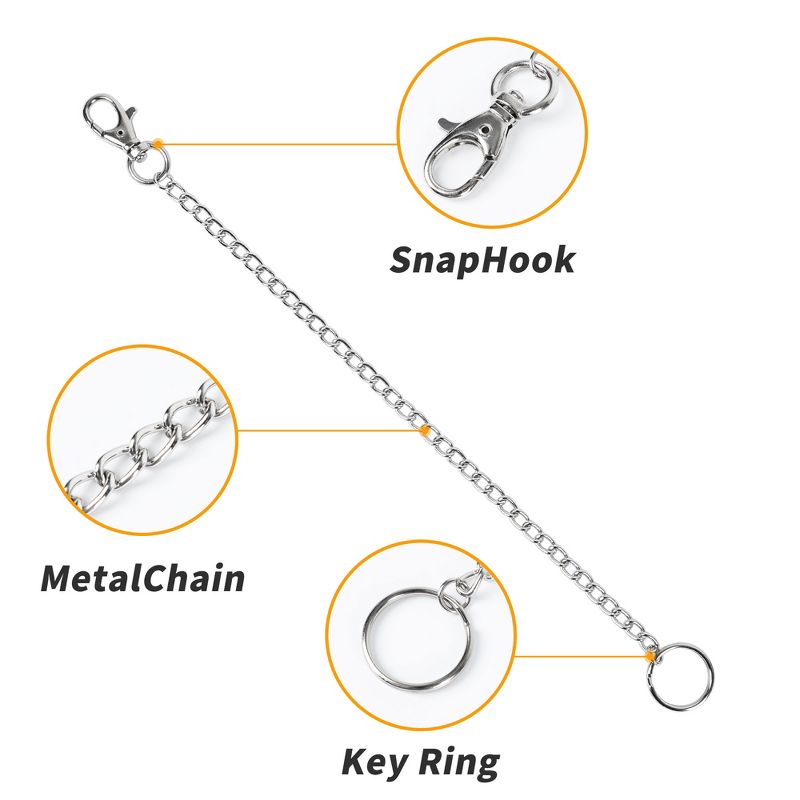 Unique Bargains 25cm Length Metal Key Ring Keychain with Clip Hook Silver Tone 2 Pcs, 2 of 7