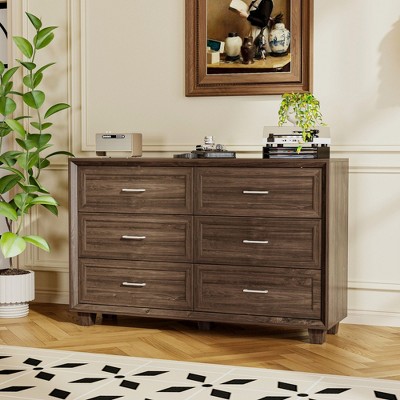 FUFU&GAGA Contemporary 6-Drawer Dresser Organizer, Tall Sideboard Buffet Storage Cabinet for Entryway or Bedroom