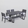 Nestor 6pc Acacia Wood Dining Set - Dark Gray/Light Gray - Christopher Knight Home - 2 of 4