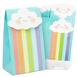 Blue Panda 24 Pack Rainbow Goodie Bags with Stickers for Birthday, Rainbow Party Favors, Treats, Baby Shower Decorations, Turquoise, 6.5 x 4 x 3 In