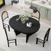 5-Piece Vintage Wood Extendable Dining Table Set with 4 Upholstered Chairs, Expandable Kitchen Table for Dining Room-The Pop Home - 3 of 4