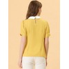 INSPIRE CHIC Women's Vintage Peter Pan Collar Contrast Puff Short Sleeve Blouse - 4 of 4