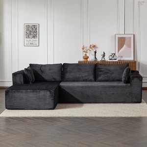 COMHOMA Boneless Couch, Compressed Sofa, Corduroy L-Shaped Sofa, No Assembly - 1 of 4