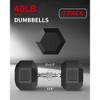 Hex Dumbbell Set of 2, Hand Weights Dumbbells Pair Rubber Encased Carbon Steel Handle for Women Men Home Gym Workout - 2 of 4