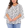 Agnes Orinda Women's Plus Size Floral V Neck 3/4 Sleeve Chiffon Work Tunic Blouse - 2 of 4