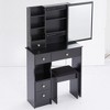 29.2" Small Space Left Drawer Desktop Vanity Table + Cushioned Stool, Extra Large Right sliding mirror, Multi Layer High Capacity Storage - 2 of 4