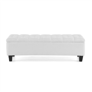 Tramull Button Tufted Diamond-Stitch Storage Ottoman Bench, Soft-Close Lid and Versatile Seating for Living Room - 1 of 4