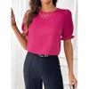 Women'S Shirts Summer Casual Crewneck Lace Crochet Short Sleeve Blouses Cute Floral Print Loose Tunic Tops - 3 of 4