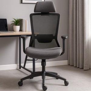 Ergonomic High Back Mesh Office Chair with Dynamic Lumbar Support, Adjustable Headrest for Home Office, Comfortable Desk Chair - Cuddlewood - 1 of 4