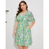 Whizmax Women's Plus Size Midi Dress Summer Floral Print Ruffle Flowy Dress - 2 of 4