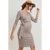 Hello Miz Women's 3/4 Sleeve Wrap V Neck Maternity Dress - 2 of 4