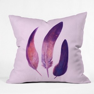 Terry Fan Purple Feathers Square Throw Pillow Purple - Deny Designs