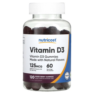 Nutricost Vitamin D3 Gummies, Mixed Berry, 125 mcg, 120 Gummies (62.5 mg per Gummy)