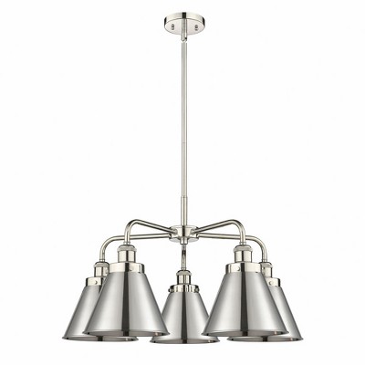 Ballston Urban - 5 Light Stem Hung Chandelier In Industrial Style-15.13 Inches Tall and 26 Inches Wide