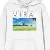 Mirai Logo text, Grass field, Kids on bikes with blue skies on White Adult Hoodie - 2 of 4
