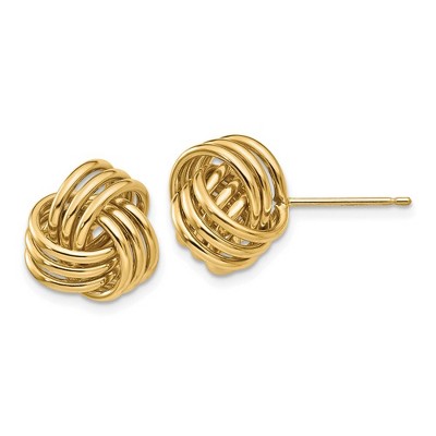 Black Bow Jewelry 12mm Polished 3D Love Knot Earrings in 14k Yellow Gold
