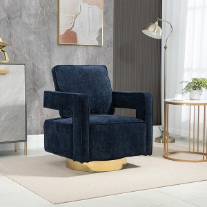 TIRAMISUBEST 30.7"W Swivel Accent Open Back Chair Modern Comfy Sofa Chair With Gold Stainless Steel Base - 1 of 4