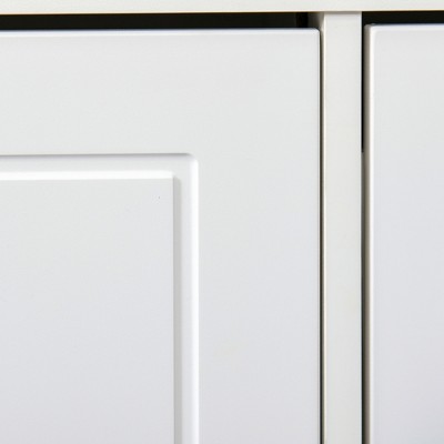White Modern Shoe Rack Bench with Gray Cushion and Storage Drawers