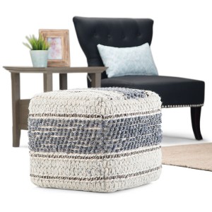PAGED Modern Handwoven Pouf Ottoman, Chic Home Decor Multi-Functional Footstool, Stylish Striped Design for Living Room - 1 of 4