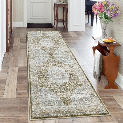 Oriental Machine Washable Rug Vintage Area Rug Non-Slip Floor Carpet Easy-Cleaning Rug for Bedroom Indoor Office Home Decor