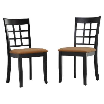 Set of 2 Kensington Lattice Back Dining Chairs Black - Inspire Q