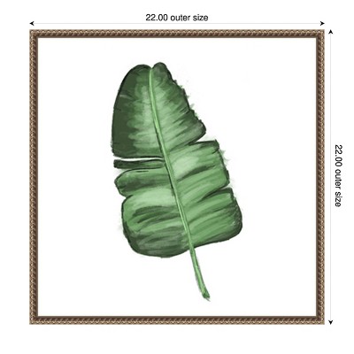 Leaves of the Tropics I Green Canvas Wall Art with Bronze Frame