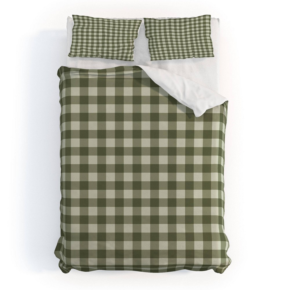 Photos - Bed Linen Deny Designs Full/Queen Color Poems Gingham Moss Duvet and Sham Set