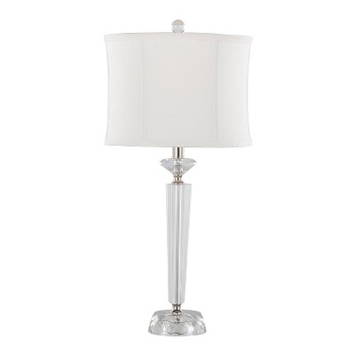 Set of 2 White Crystal Table Lamps with Drum Shades