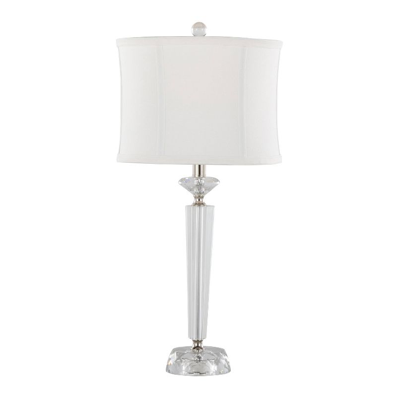 LumiSource (Set of 2) Diamond Torch 25.75&#34; Contemporary Crystal Table Lamps with Off-White Shade and Polished Nickel from Grandview Gallery, 2 of 9