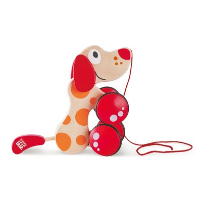 Hape Walk-A-Long Pepe Puppy, Red & Orange Wooden Pull Toy