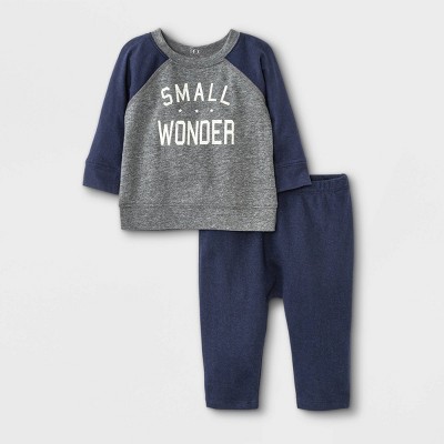 Grayson Mini Baby Boys' 'Small Wonder' Top & Bottom Set - Charcoal Gray 0-3M