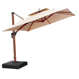 PURPLE LEAF Patio Umbrella with Base Outdoor Square Large Cantilever Umbrella Windproof Offset Heavy Duty Umbrella for Garden Deck Pool - 1 of 4
