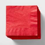 60ct Holiday Solid Lunch Napkins Red - Spritz™