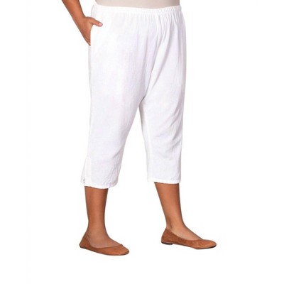 Women's Pull On Linen Capri Pants - Plus - On The Plus Side
