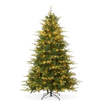 Casafield Pre-Lit Aspen Fir Artificial Christmas Tree with White & Multicolored LED Lights, Sturdy Stand