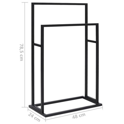 Black Iron Freestanding 2-Tier Towel Rack