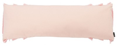 Grema Pink Cotton Fringe Lumbar Pillow 12" x 36"