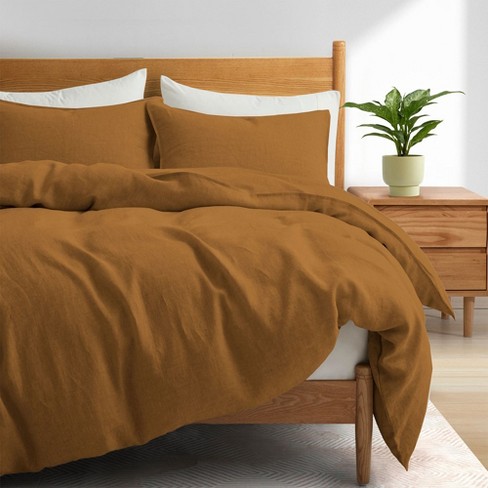 Peace Nest Elegance Linen Duvet Cover Set, Full/queen, Umber : Target