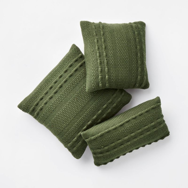 Oversized Bobble Knit Striped Square Throw Pillow Green - Threshold&#8482; designed with Studio McGee, 6 of 7