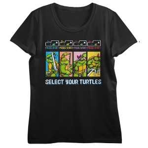 World of TMNT Select Your Turtles Women's Black Short Sleeve Crew Neck Tee - 1 of 3