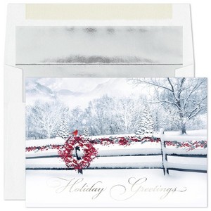 Masterpiece Studios Holiday Collection 16-Count Boxed Christmas Cards with Foil-Lined Envelopes, 5.6" x 7.8", Trimmed in Scarlet (965500) - 1 of 1