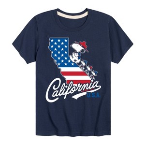 Boys' - Peanuts - Snoopy California American Flag Short Sleeve Graphic T-Shirt - 1 of 4