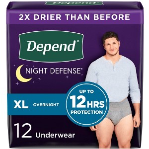 Depend Night Defense Incontinence Disposable Underwear for Men - Overnight Absorbency - 1 of 4