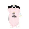 Hudson Baby Infant Girl Cotton Bodysuit and Pant Set, Daddys Little Princess Short Sleeve - 2 of 4