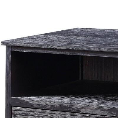 Antique Black 24" Pine Wood End Table with Storage