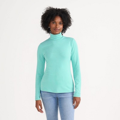 Lands' End Women's Lightweight Jersey Skimming Long Sleeve Turtleneck