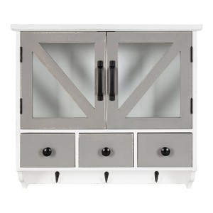 21" x 6" x 20" Hutchins Decorative Rustic Wood Wall Cabinet White/Gray Farmhouse - Kate & Laurel All Things Decor - 1 of 4