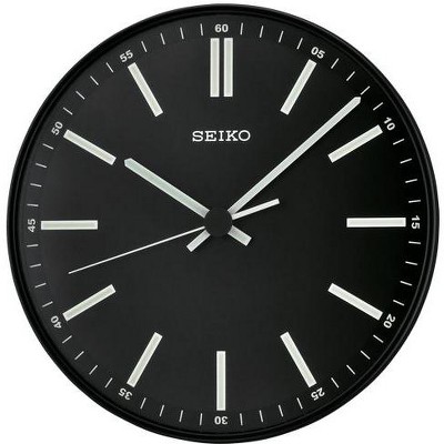 Seiko 12" Landon Black Wall Clock with White Markers