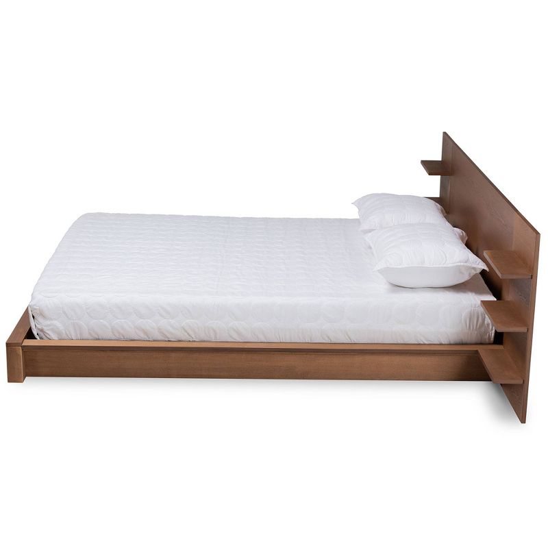 Elina Walnut Wood Platform Storage Bed with Shelves - Baxton Studio, 3 of 9